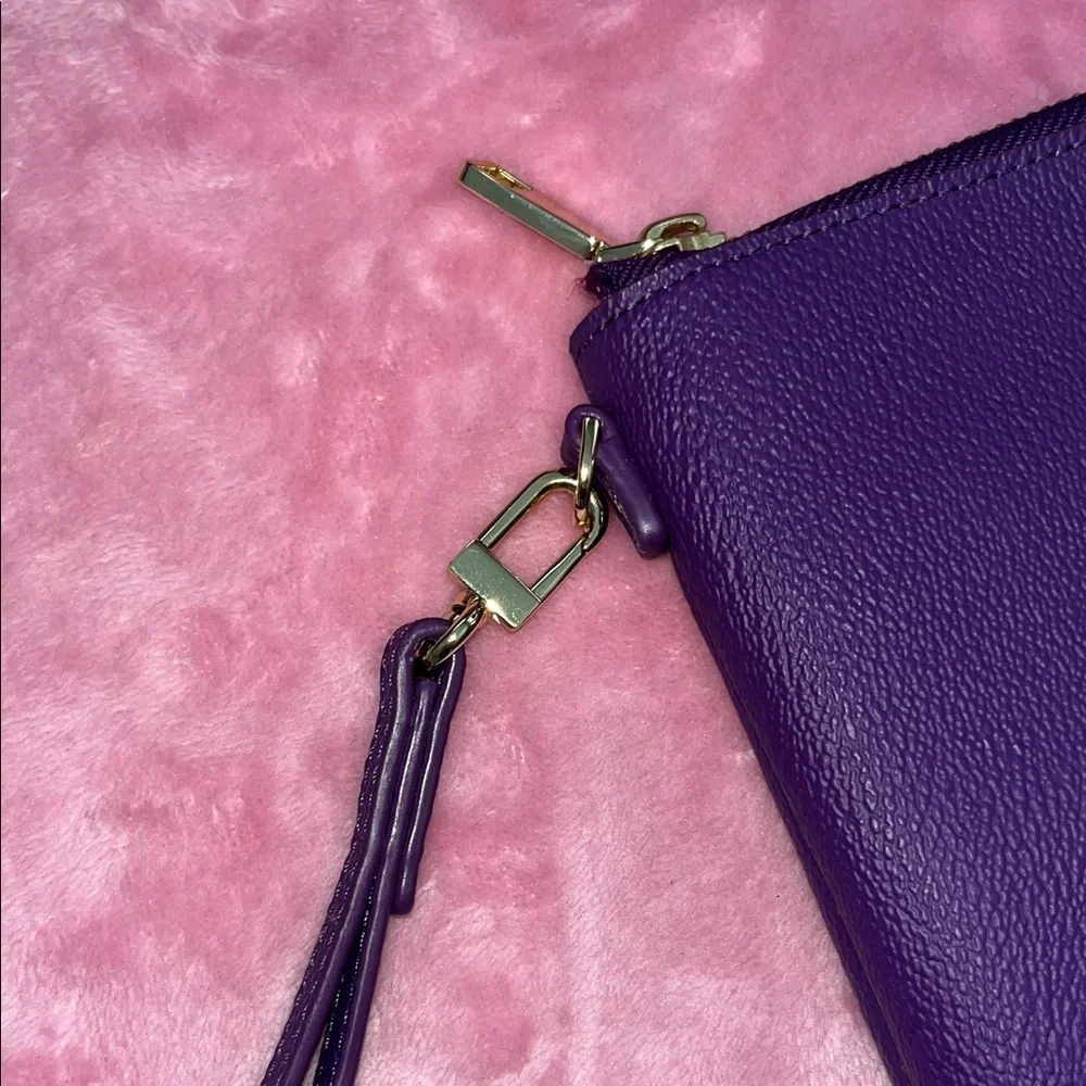 Tory Burch Violet Landon Large Leather Wristlet Clutch NWOT - Picture 3 of 13